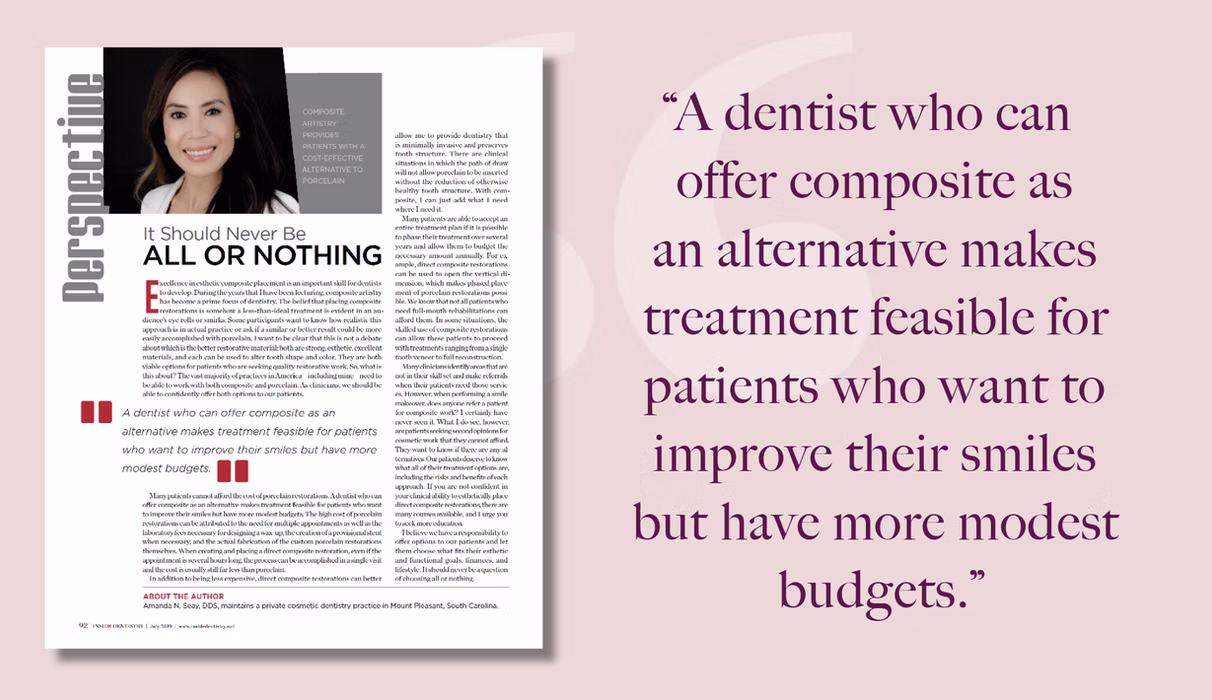 It Should Never Be All or Nothing: Excellence in Esthetic Composite Placement
